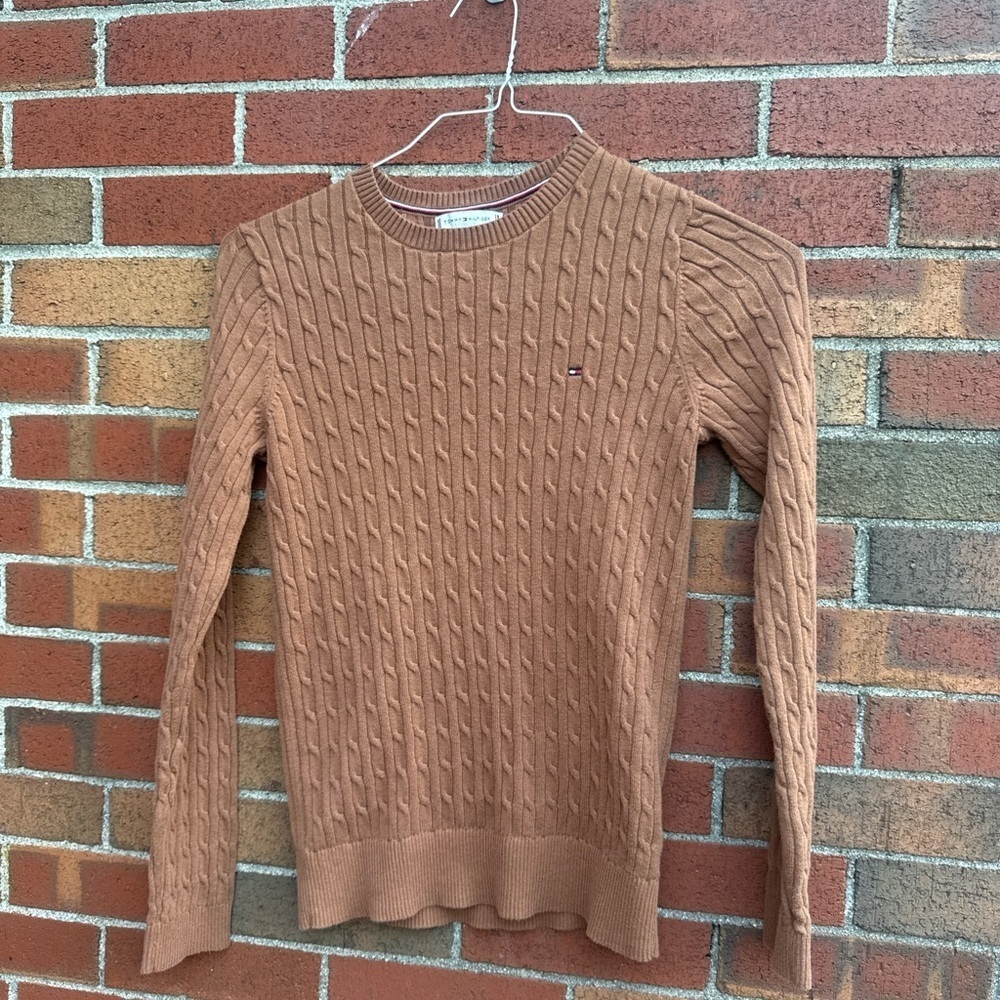 Tommy Hilfiger Women's Tan Cable Knit Sweater